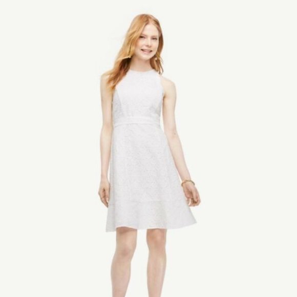 Ann Taylor Dresses & Skirts - NWT White Eyelet Fit & Flare Dress Size 00P